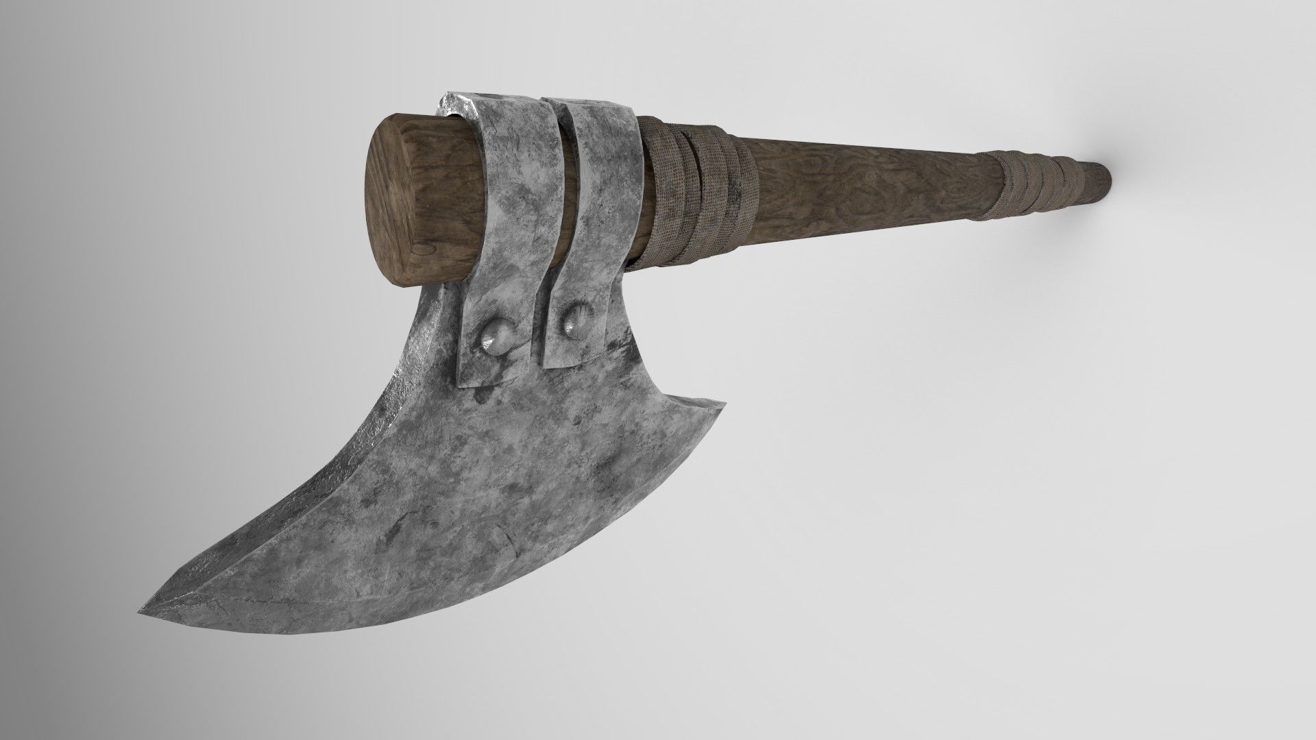 Medieval battle axe 2 Low-poly 3D model_5