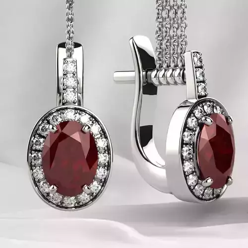 Ruby Oval Gemstone Gold Earrings