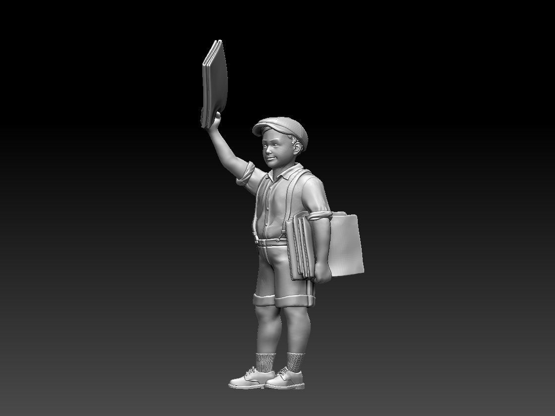 boy newspaper distributor 3D print model_48