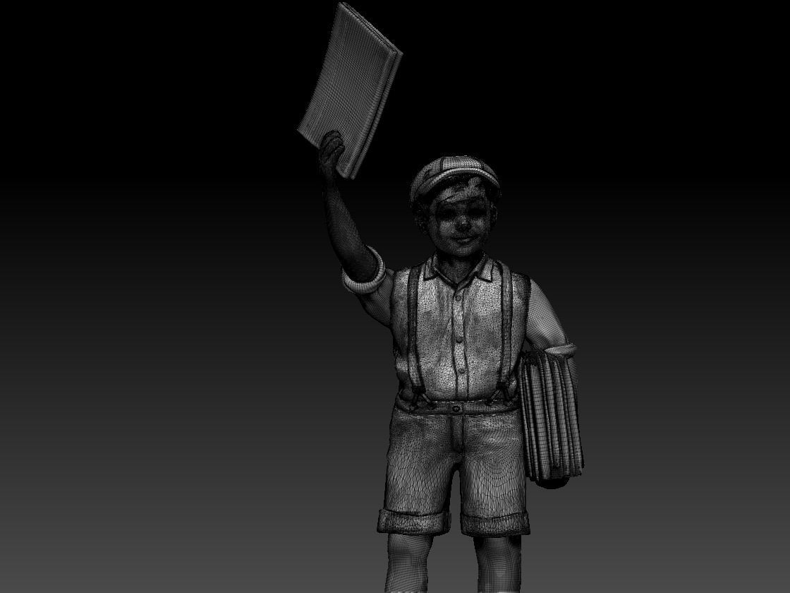 boy newspaper distributor 3D print model_32