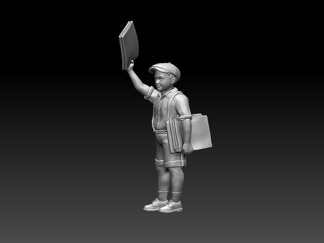 boy newspaper distributor 3D print model_12
