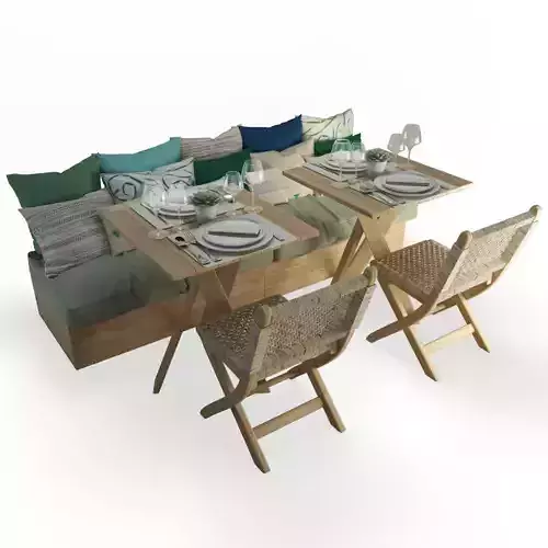 Wood And Rope Sofa And Folding Chairs Set AtelierS