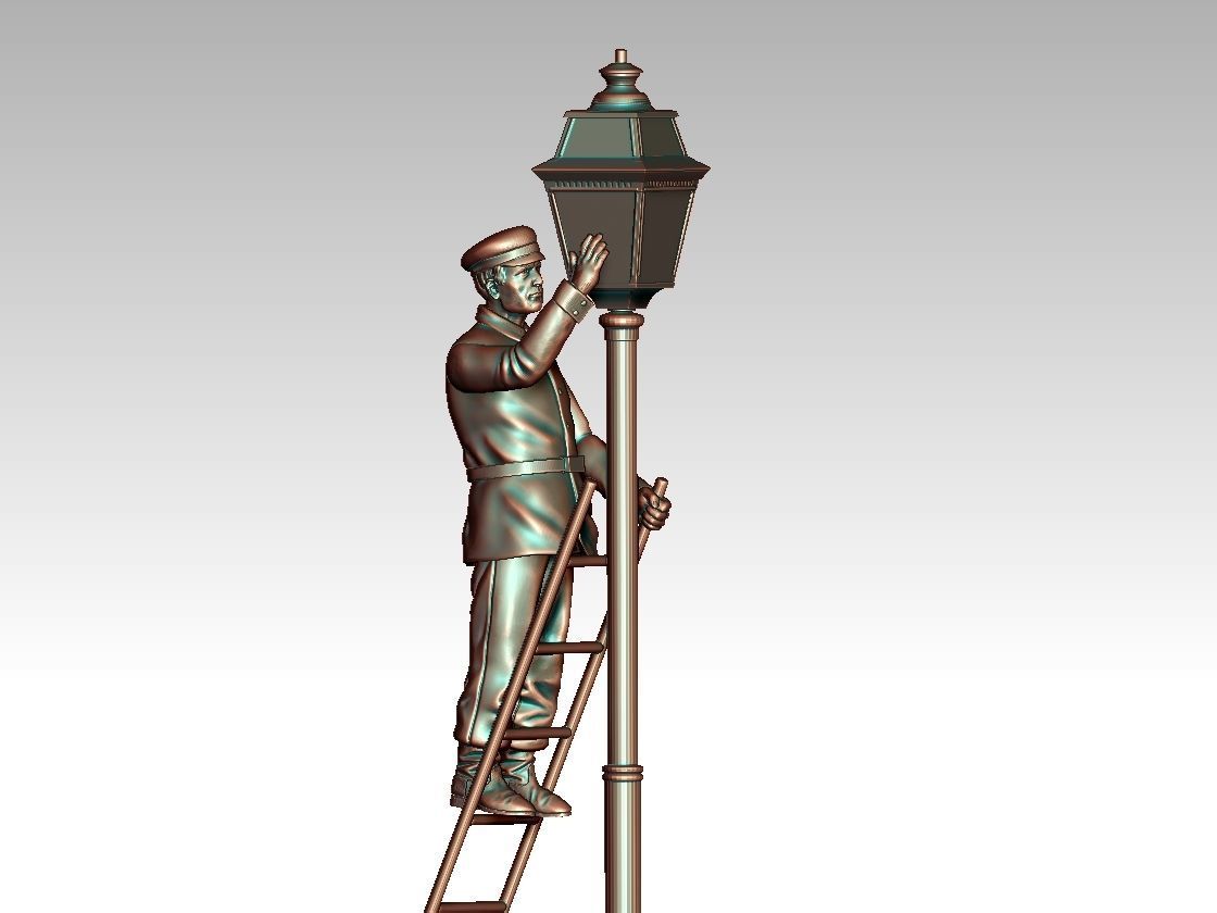lamp post lamplighter 3D print model_32