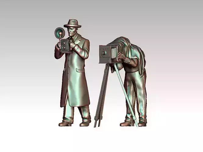 photographers two men holding camera 3D print model