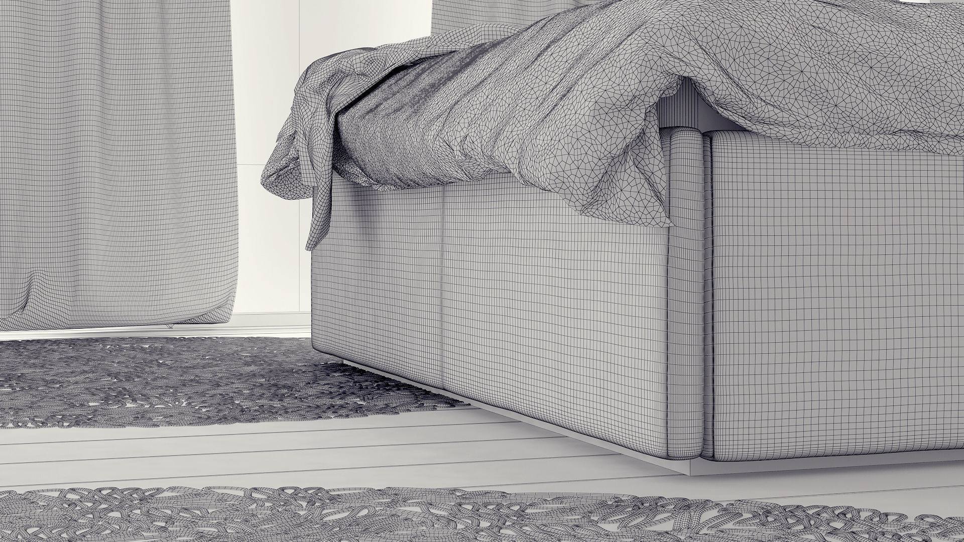 Modern loft bedroom design with upholstered bed 1 3D model 3D model_7