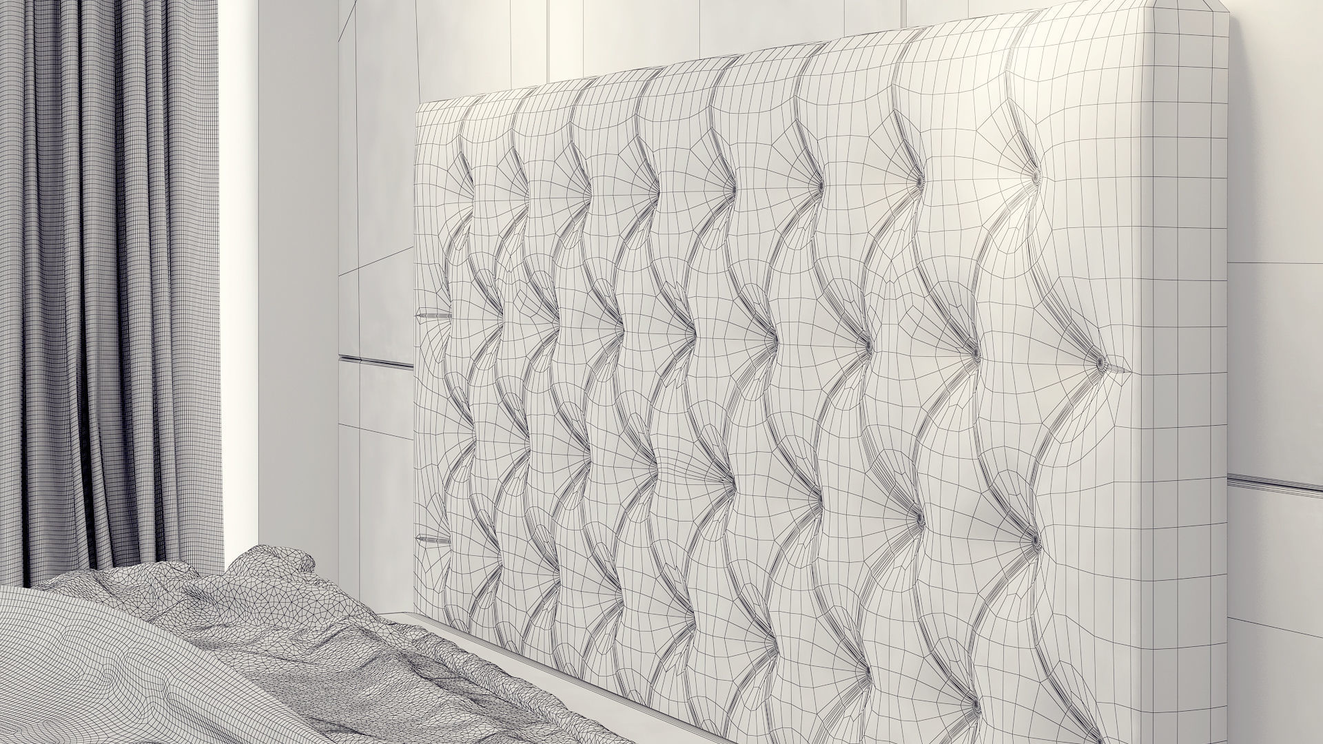 Modern loft bedroom design with upholstered bed 1 3D model 3D model_6