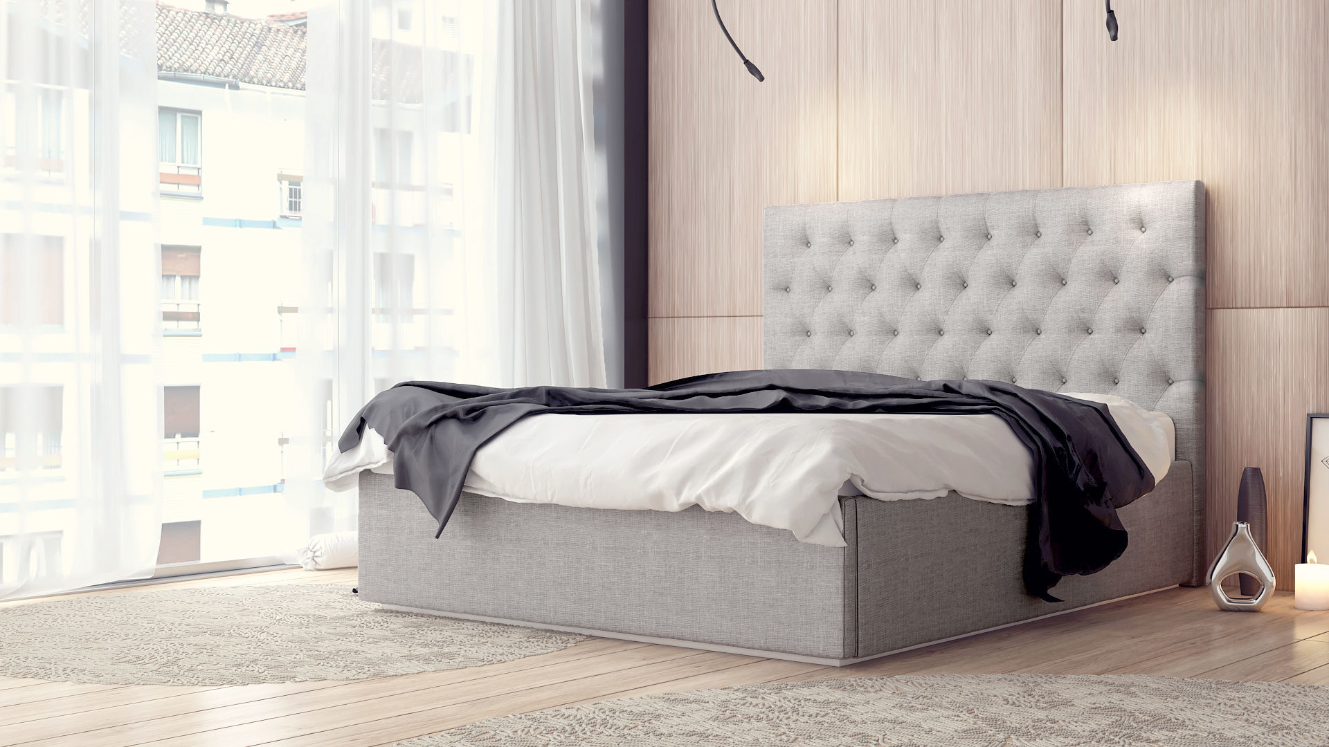 Modern loft bedroom design with upholstered bed 1 3D model 3D model_1