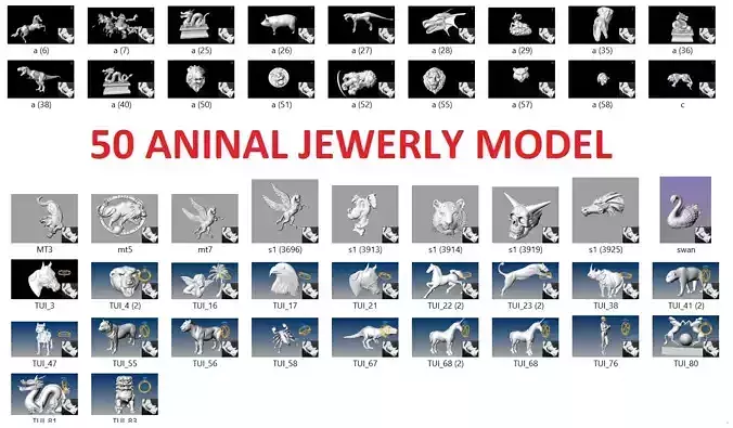 48 Animal Pendant Necklace 3dm model