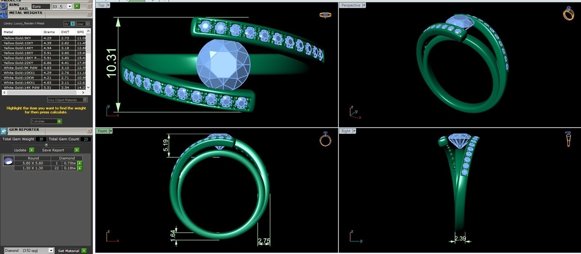 Engagement ring 3D print model_3