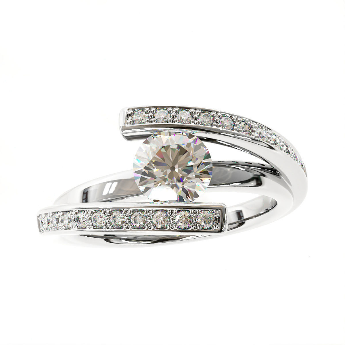 Engagement ring 3D print model_7