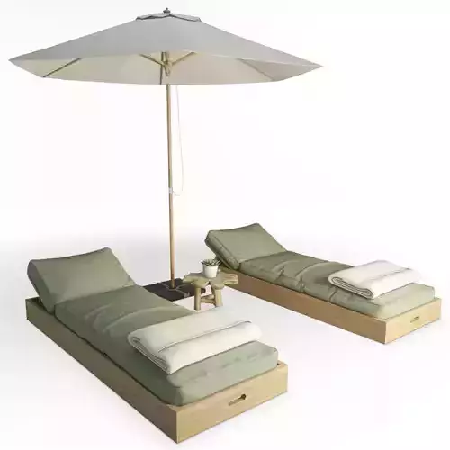 Wooden Sunbeds Set AtelierS