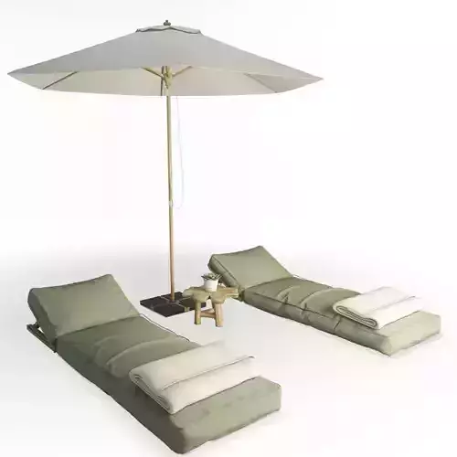 Wooden Headrest Sunbeds Set AtelierS