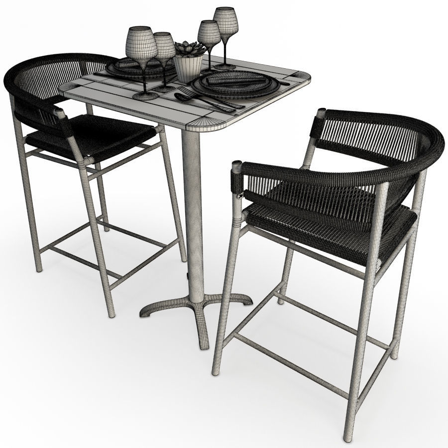 High Table And Stool Kith Ethimo Set 3D model_1
