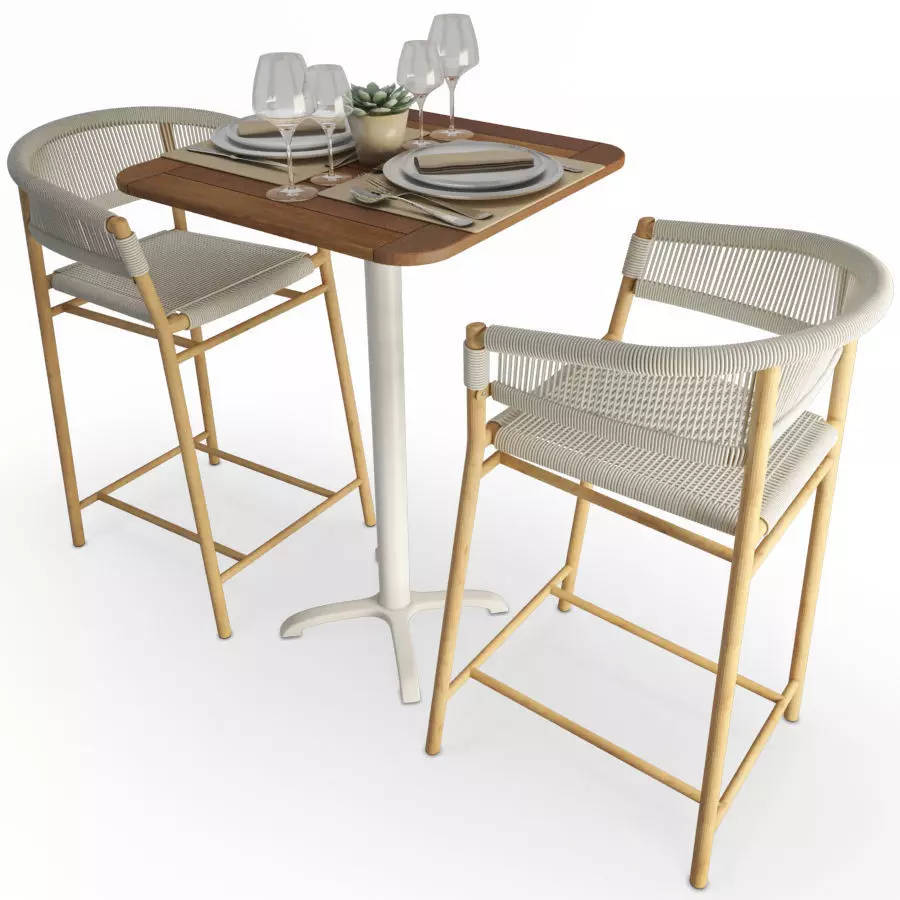High Table And Stool Kith Ethimo Set 3D model_0