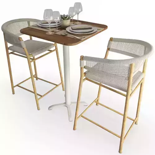 High Table And Stool Kith Ethimo Set 3D model