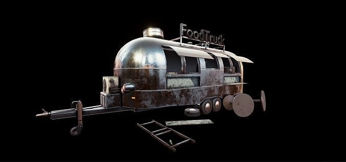 Game-ready Food Truck Pack With project files Low-poly 3D model 3