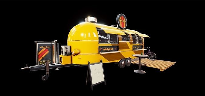 Game-ready Food Truck Pack With project files Low-poly 3D model 4