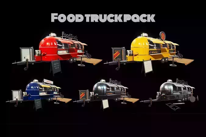 Game-ready Food Truck Pack With project files