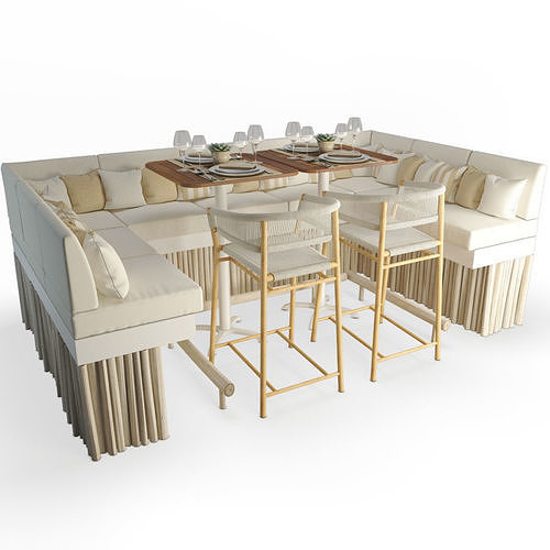 High Sofa And Stool Kith Ethimo Set 3D model