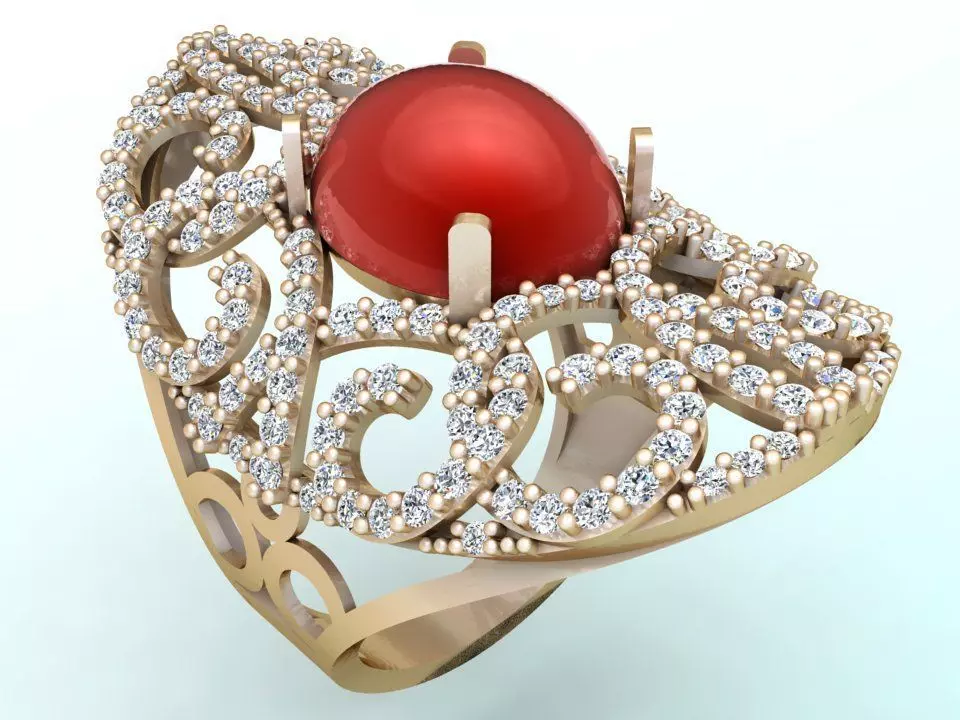 Gemstone ring - Oval stone ring - Womens ring - N2319 3D print model