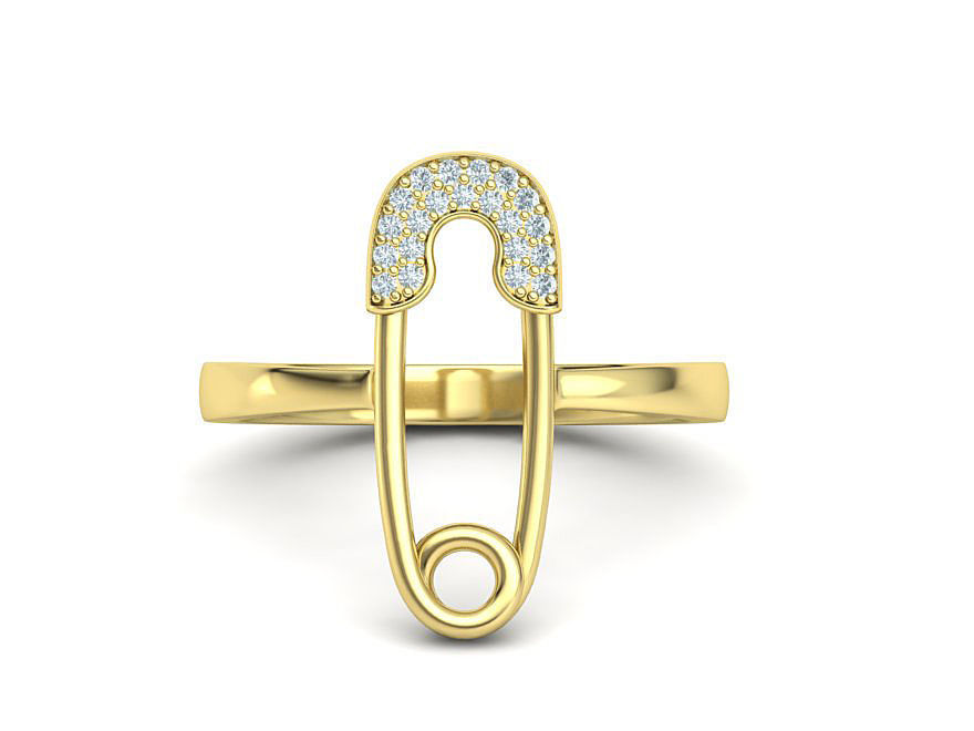 Safety Pin Diamond Ring Own design 3dmodel 3D print model_2