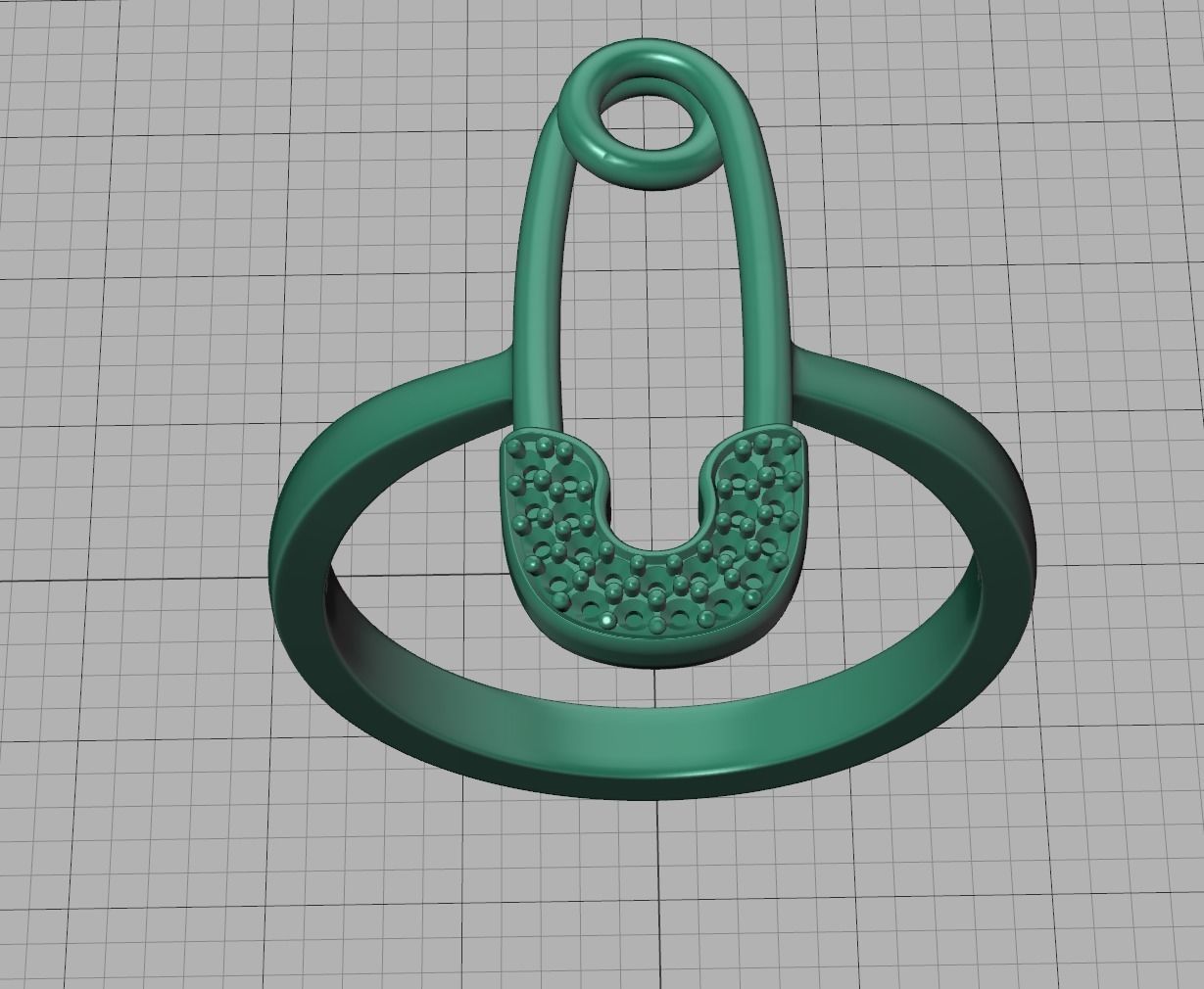Safety Pin Diamond Ring Own design 3dmodel 3D print model_26