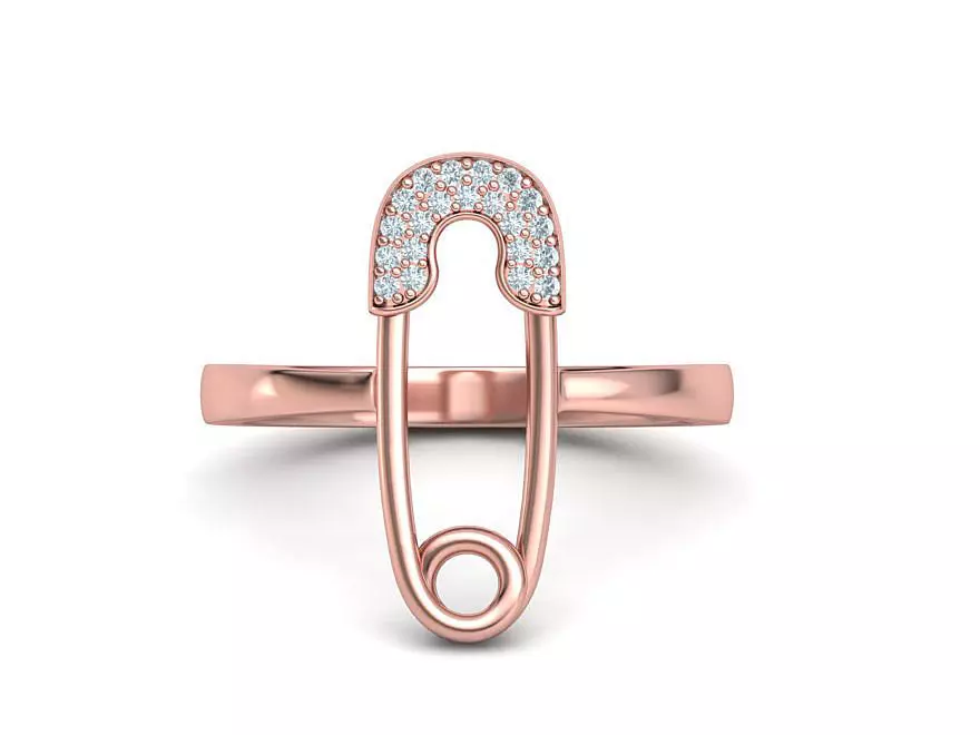 Safety Pin Diamond Ring Own design 3dmodel 3D print model_0