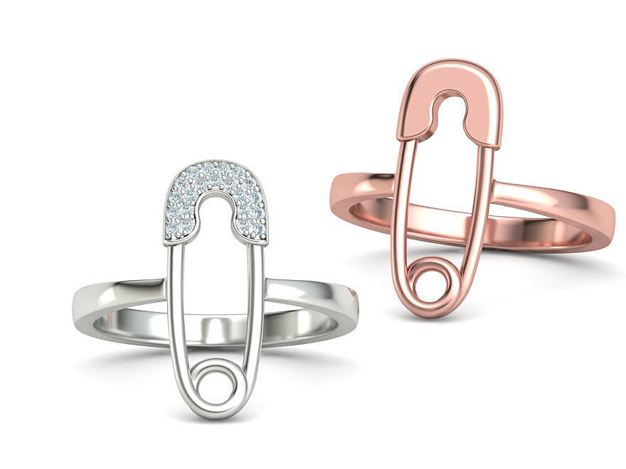 Safety Pin Diamond Ring Own design 3dmodel 3D print model_4