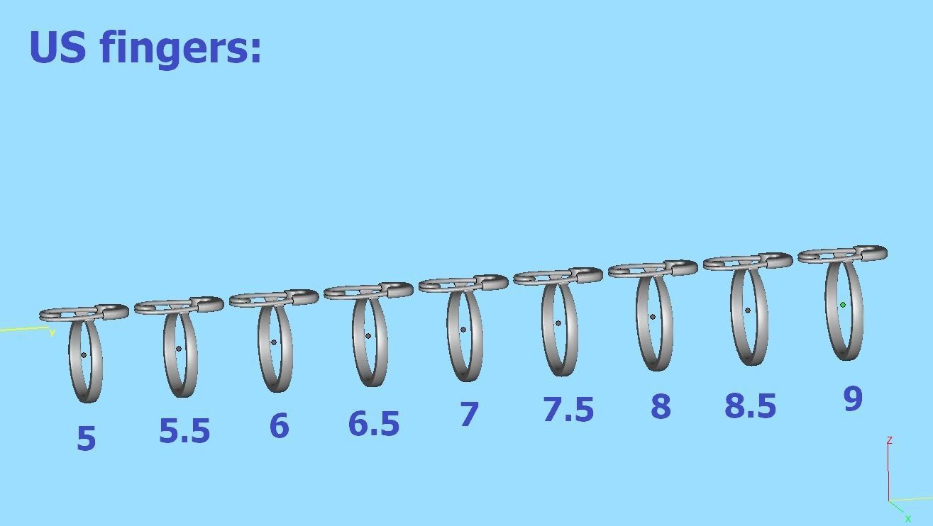 Safety Pin Diamond Ring Own design 3dmodel 3D print model_14