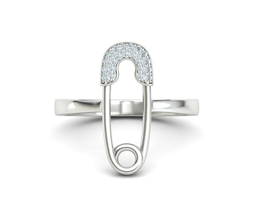 Safety Pin Diamond Ring Own design 3dmodel 3D print model_1