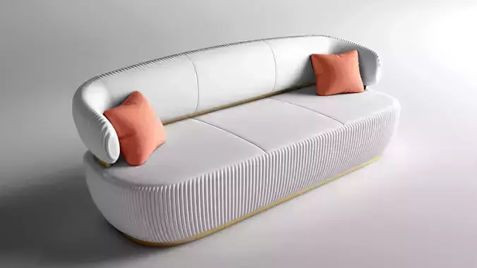 Sofa 3d model with orange cushions