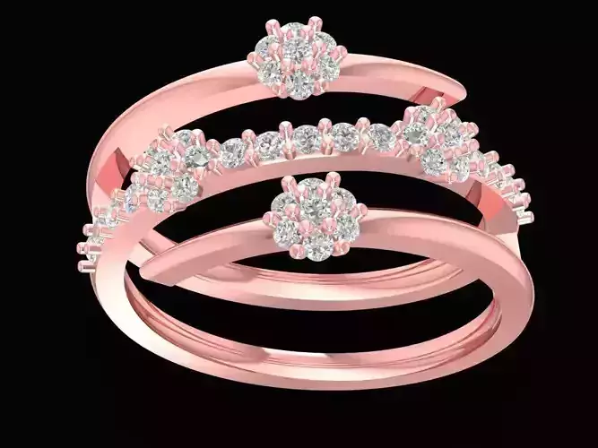 Modern Twisted Double Band Diamond Ring for Women 2696