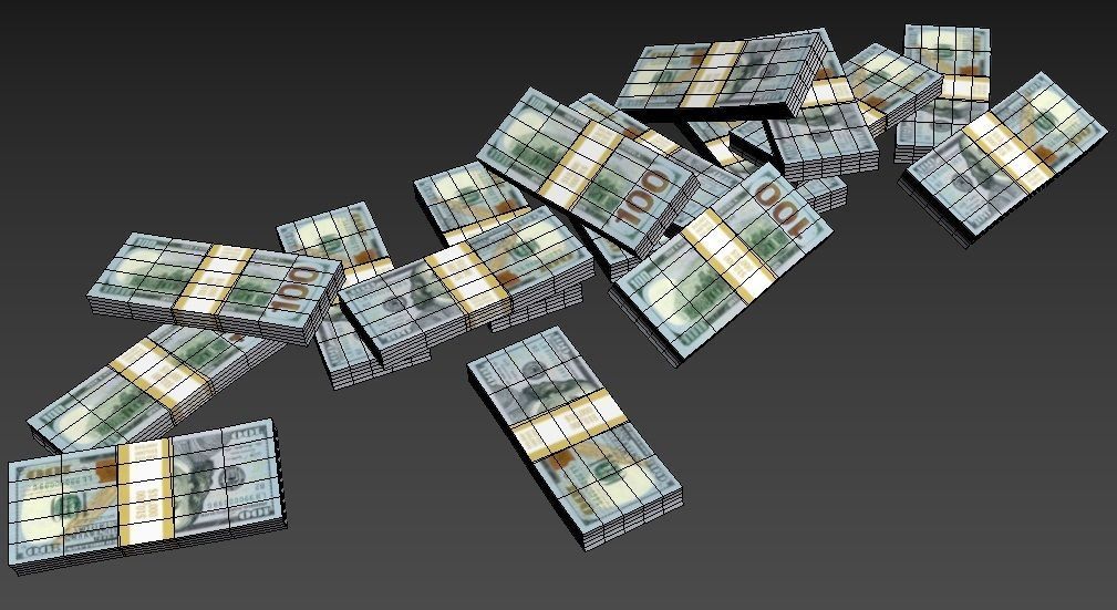 The Dollars pile of money Low-poly 3D model_4