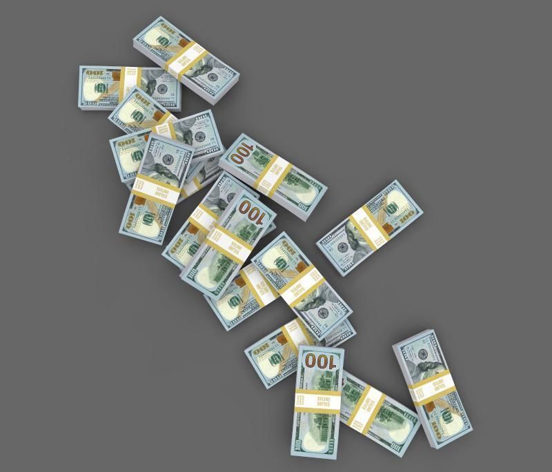 The Dollars pile of money Low-poly 3D model_3