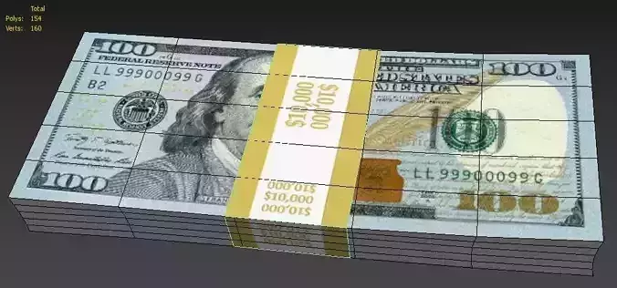 The Dollars pile of money Low-poly 3D model