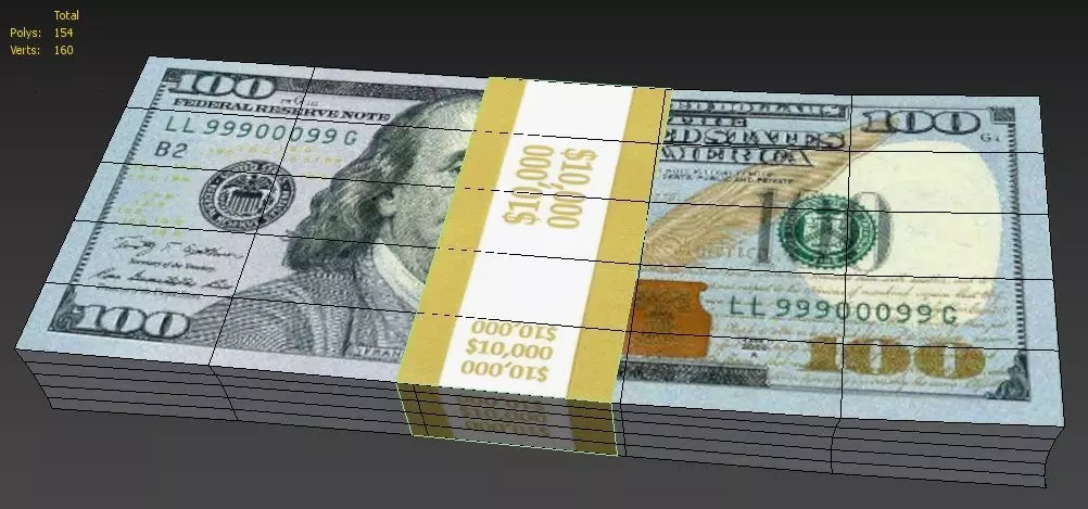 The Dollars pile of money Low-poly 3D model_0