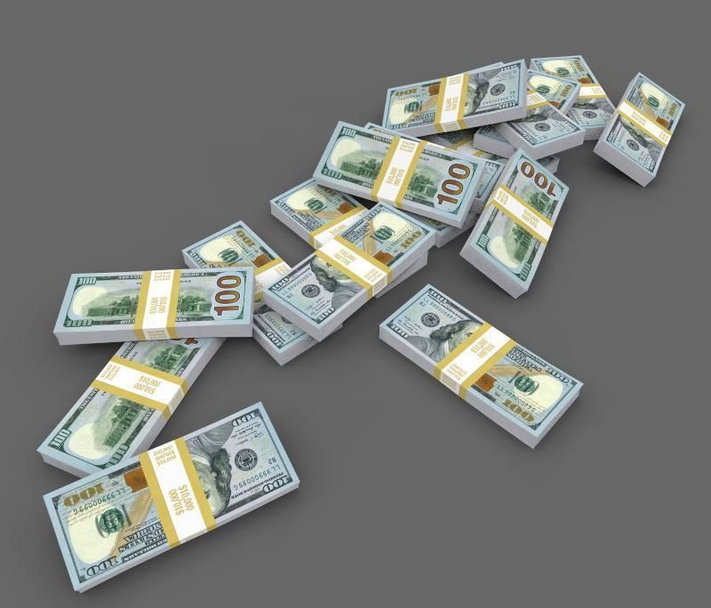 The Dollars pile of money Low-poly 3D model_1