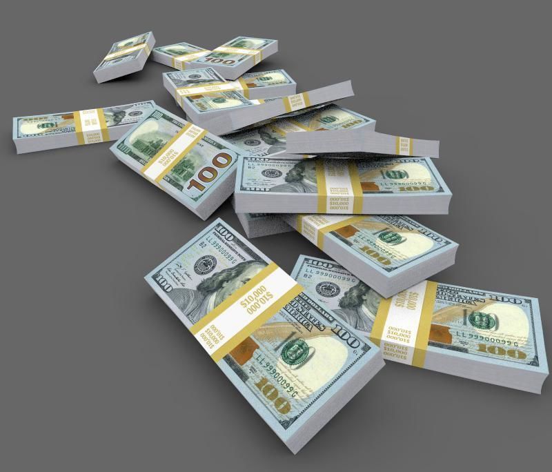 The Dollars pile of money Low-poly 3D model_2