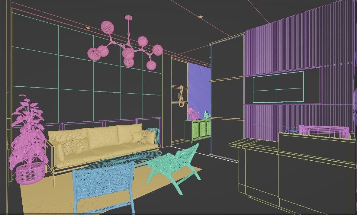 Office 3D  InteriorDesign Low-poly 3D model_5