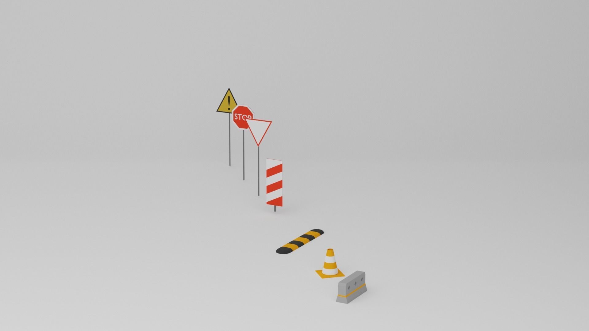 Low Poly Road Assets Low-poly 3D model_8