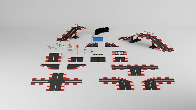 Low Poly Road Assets Low-poly 3D model