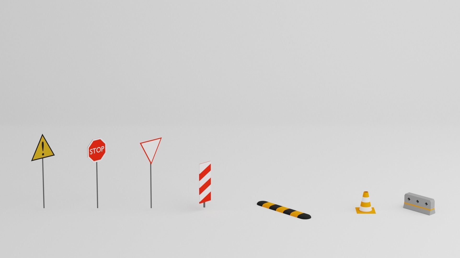 Low Poly Road Assets Low-poly 3D model_2