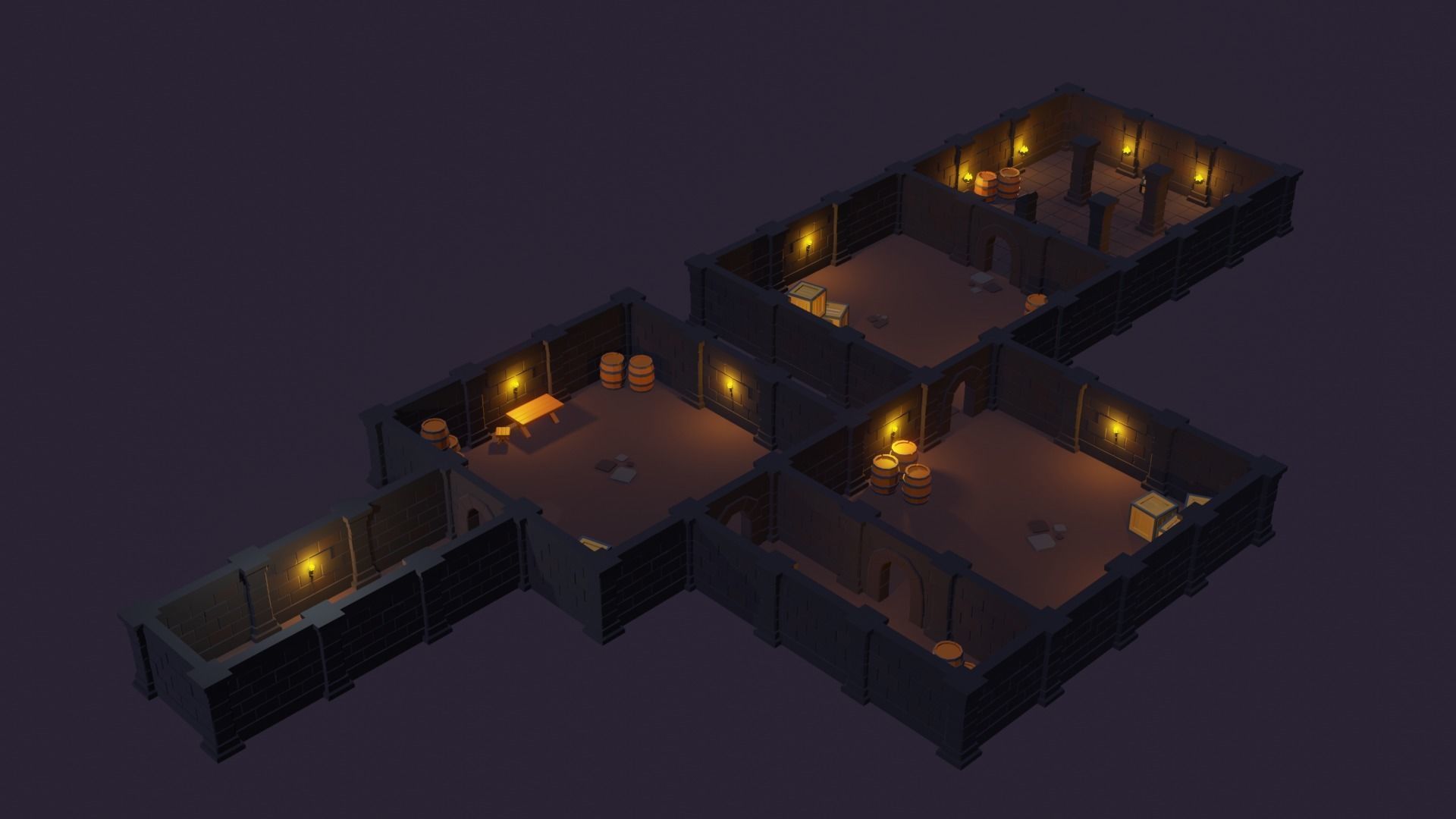 Modular Spooky Dungeon Set Free low-poly 3D model_1