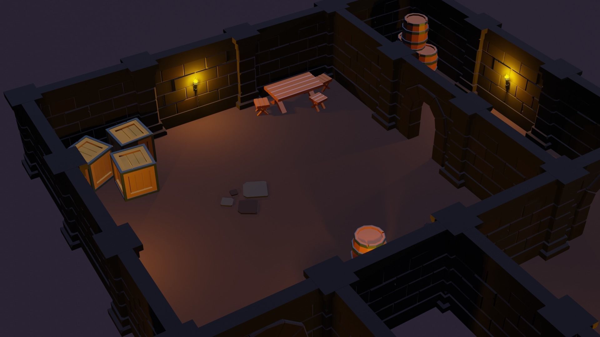 Modular Spooky Dungeon Set Free low-poly 3D model_2