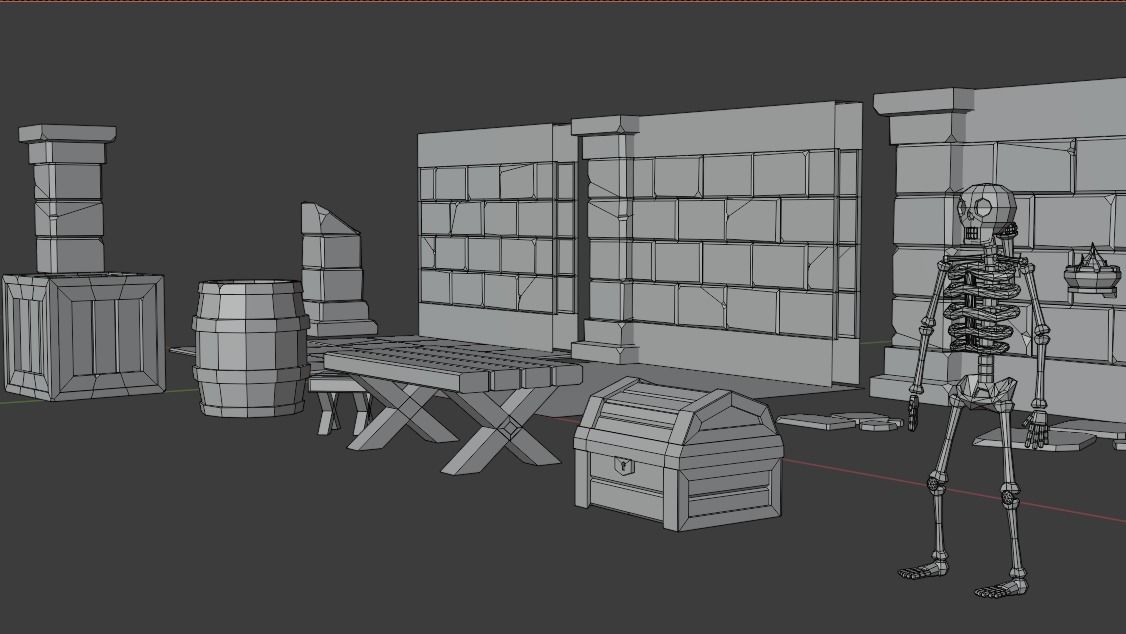 Modular Spooky Dungeon Set Free low-poly 3D model_4