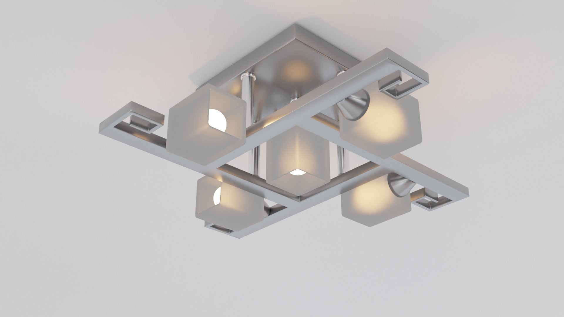 Cubic chandelier with five plafons Free low-poly 3D model_1