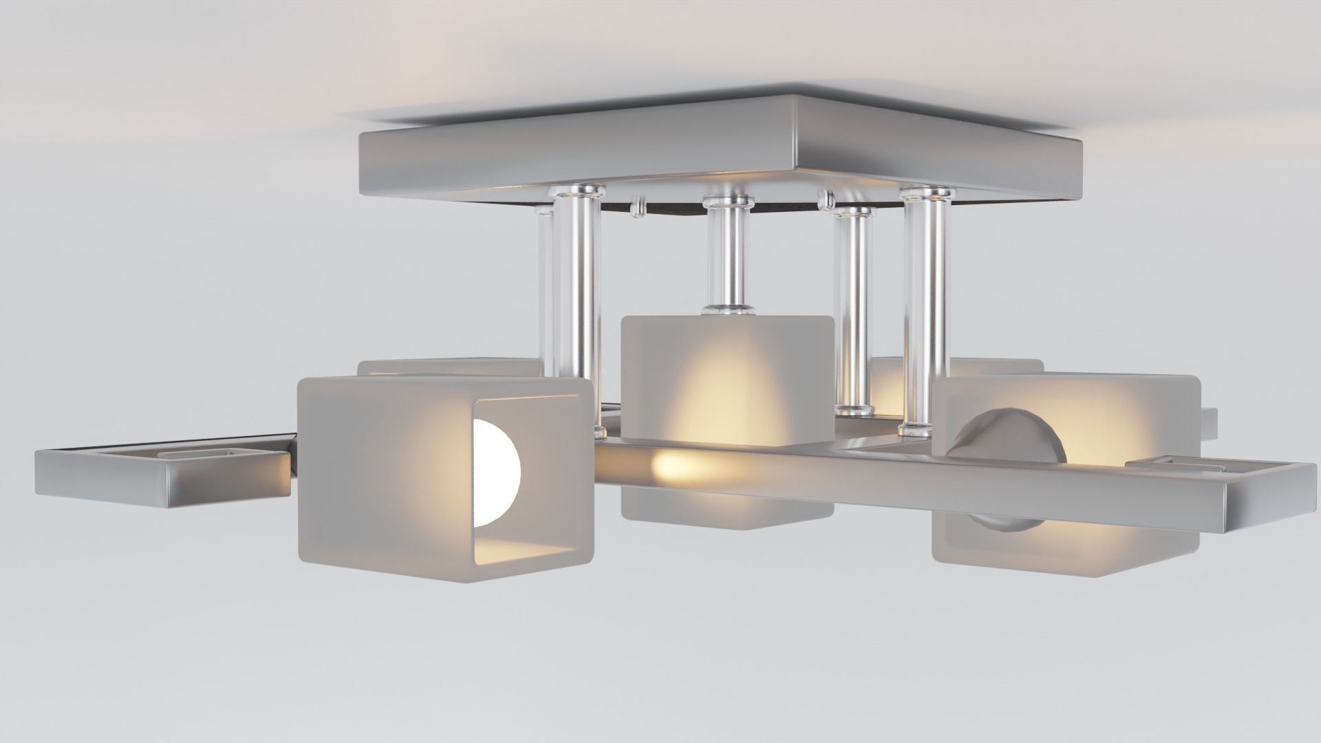 Cubic chandelier with five plafons Free low-poly 3D model_2