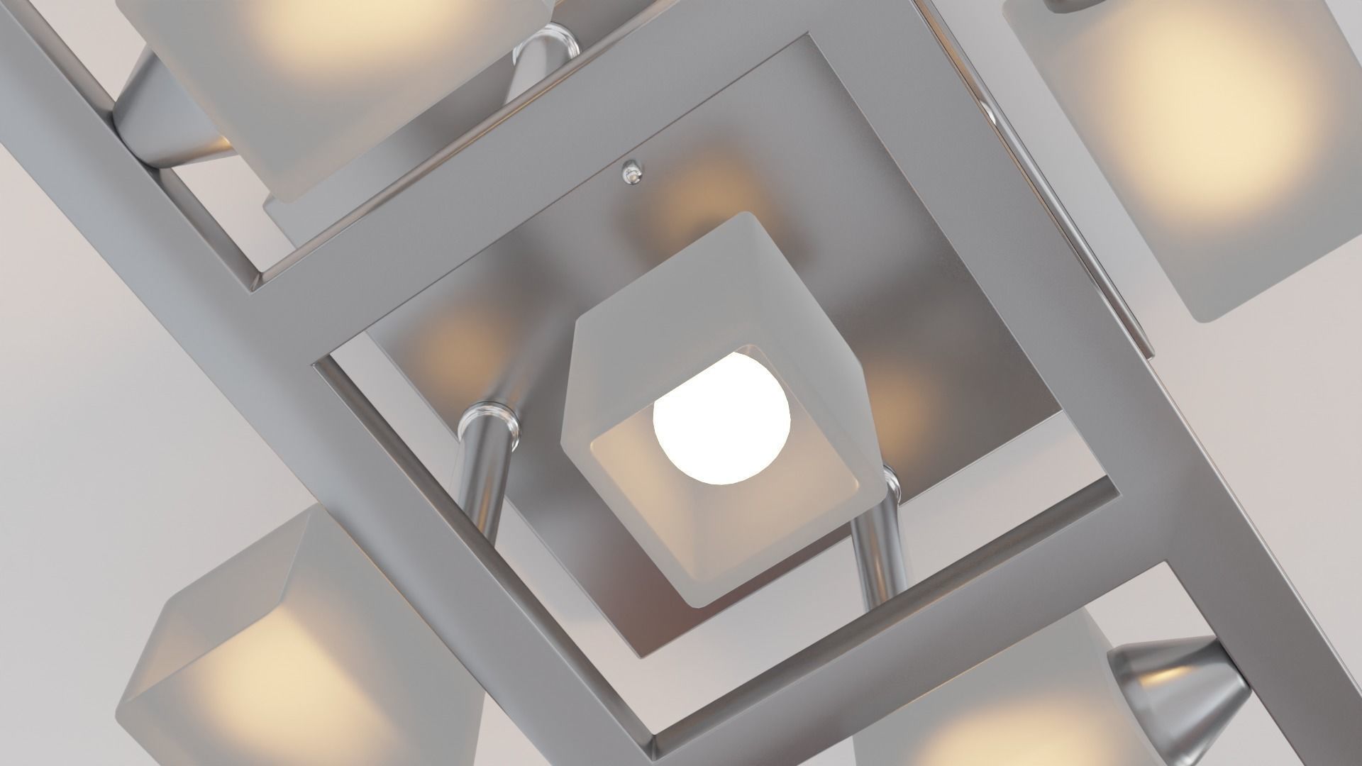 Cubic chandelier with five plafons Free low-poly 3D model_4