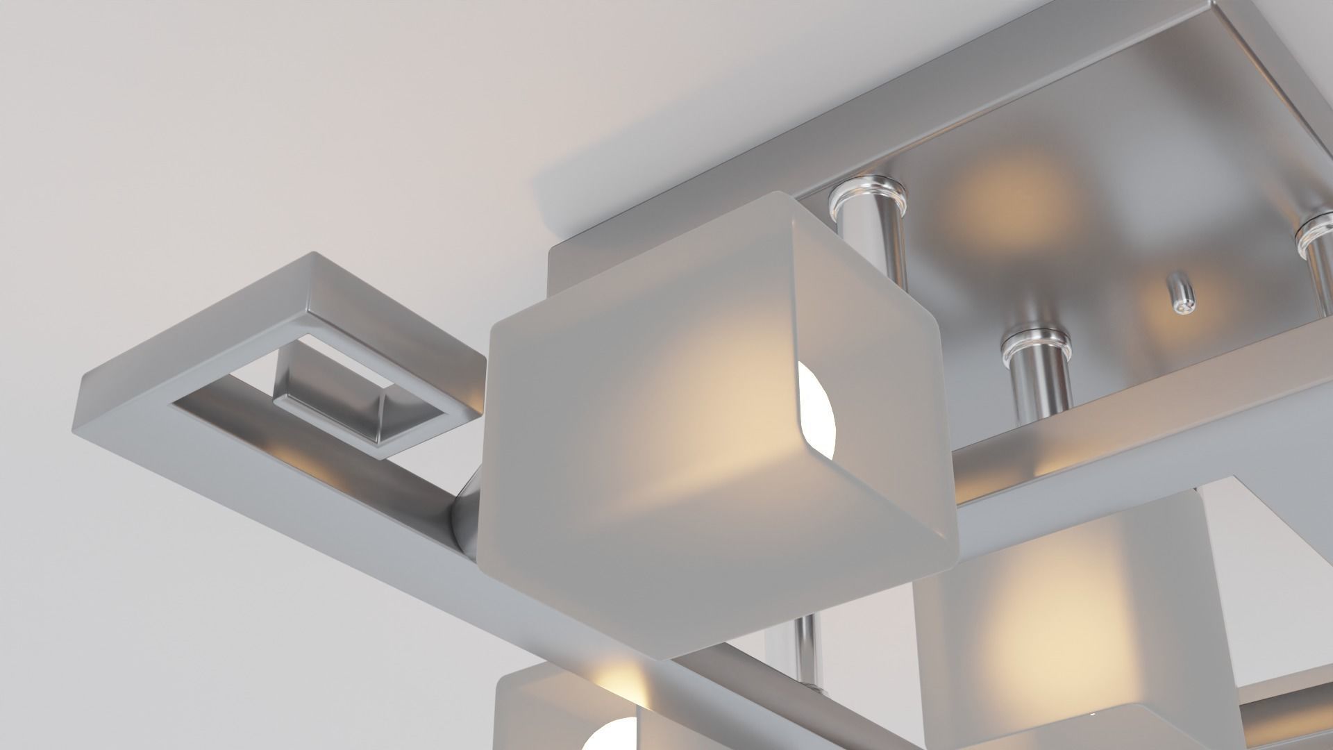 Cubic chandelier with five plafons Free low-poly 3D model_3