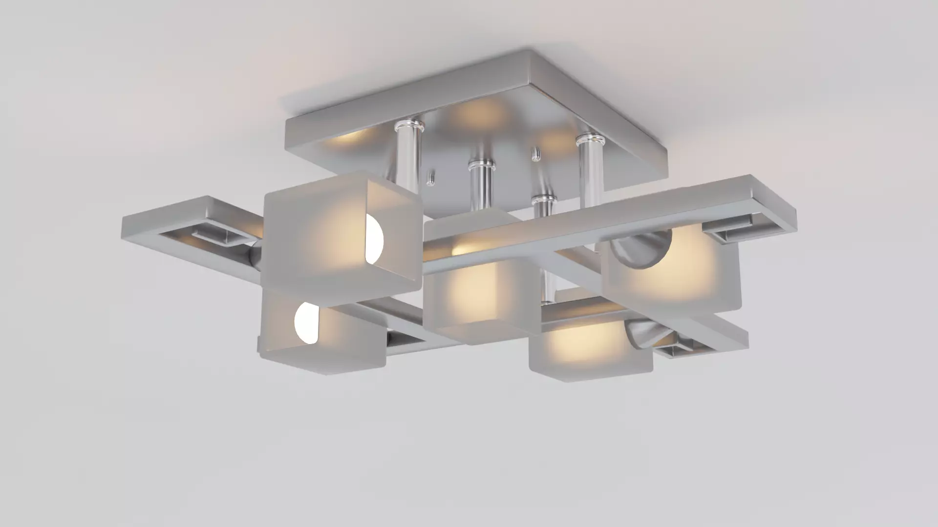 Cubic chandelier with five plafons Free low-poly 3D model_0